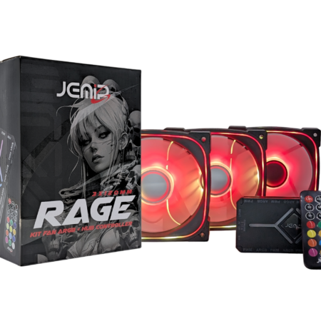 VENTILADOR JEMIP RAGE KIT 3 EN 1+HUB+CONTROL REMOTO 3x12CM